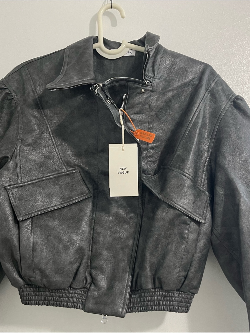 Vogue Black Faux Leather Bomber Jacket